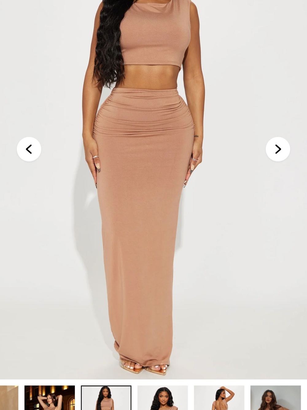 FashionNova Angela Butter Snatch Skirt Set - Mocha XS
